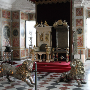 King and Queen's thrones, guarded by lions, Rosenborg Castle