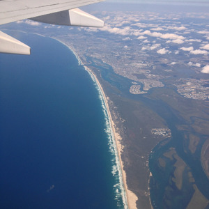Flying over the Gold Coast