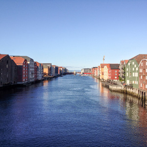 Buildings along the river in Trondheim