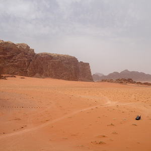 A jeep in Wadi Rum