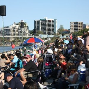 Crowds on South Bank waiting for the fireworks