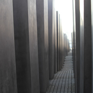 Walking through the field of stelae of the Holocaust Memorial