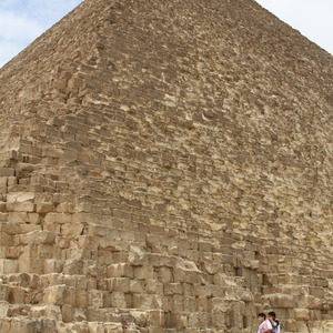 Camels at the base of the Great Pyramid