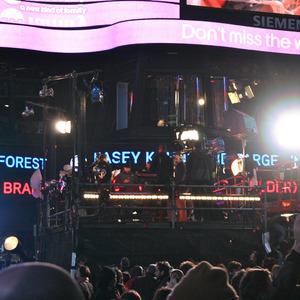 Rehearsing on the main stage in Times Square