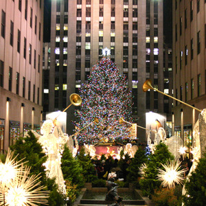 Angels heralding the Christmas tree at Rockefeller Center