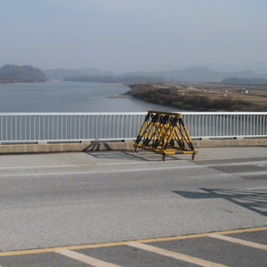 Barricades on the Unification Bridge in the DMZ