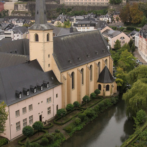 Neumünster Abbey on the Alzette River, Luxembourg