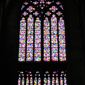 Pixelated stained glass window, Köln Cathedral