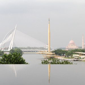 View of Seri Wawasan Bridge and Putra Mosque from the Iron Mosque