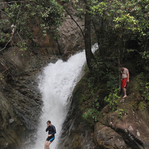 Bill jumping into the pond 12