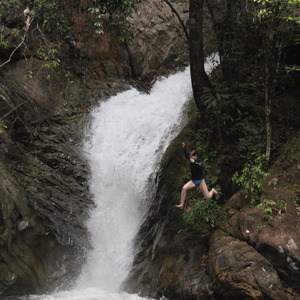 Lana jumping into the pond 7