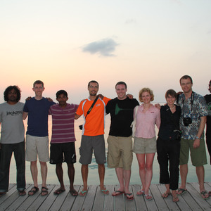 Ishbah, Ahmed, me, Ismail, Matt, Paul, Agnes, Lana, Bill, and Ozale on Hanimaadhoo Island