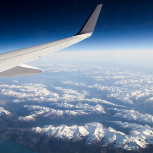 Flying over the South Island of New Zealand