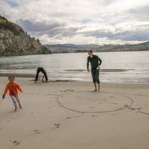 Playing with Adam on Canoe Beach