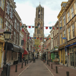 Street leading to Bell Tower of the Utrecht Cathedral