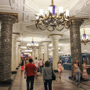 St Petersburg metro station with glass columns