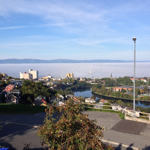 Fog over the fjord beside Trondheim
