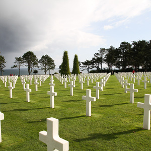Crosses marking the graves of American soldiers who died in Normandy