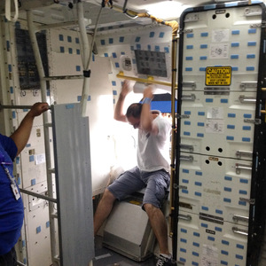 Entry into the Space Shuttle cabin