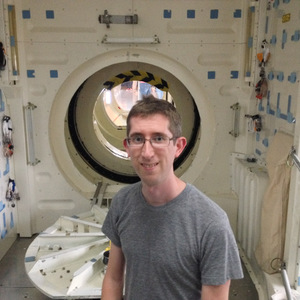 Me in front of the Space Shuttle airlocks