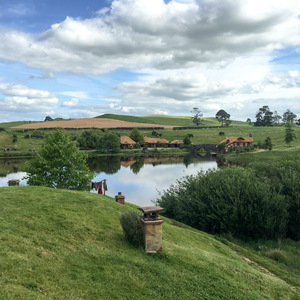 View across the pond to the Green Dragon Pub