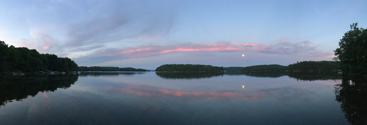 Three Mile Lake panorama at dusk