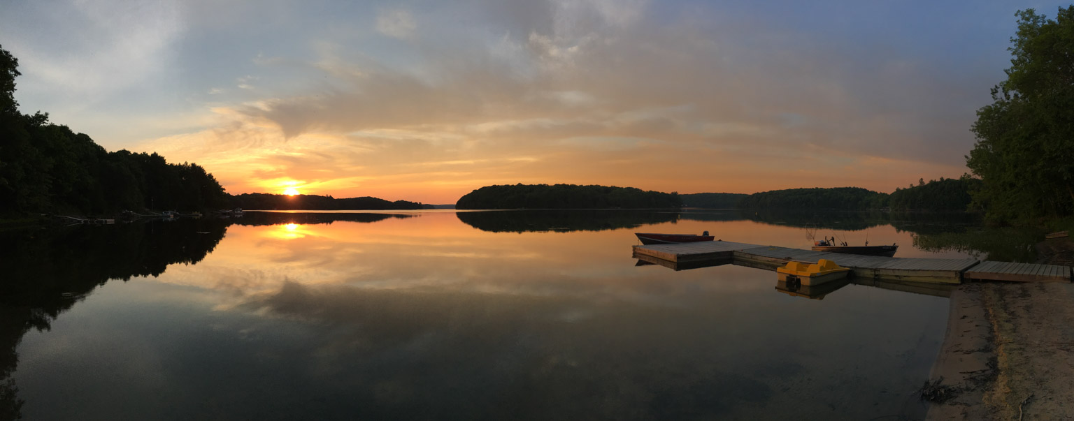 Three Mile Lake panorama at sunrise
