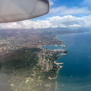 Unexpectedly pretty effects from the airplane window when flying into Split