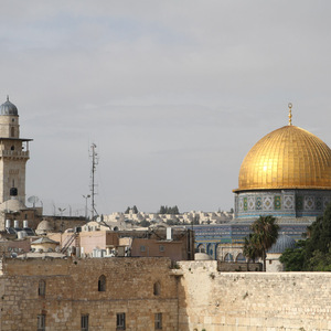 Dome of the Rock above the Western Wall