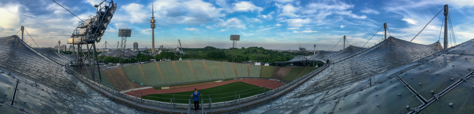 Panoramic view of Munich Olympic Stadium roof