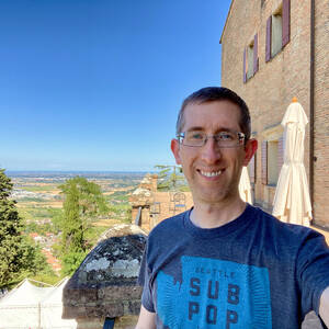 Admiring the view from the castle