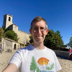 Outside the first tower in San Marino