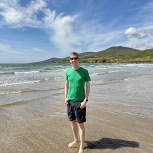 Dipping my toes in the Atlantic Ocean at Inch Beach