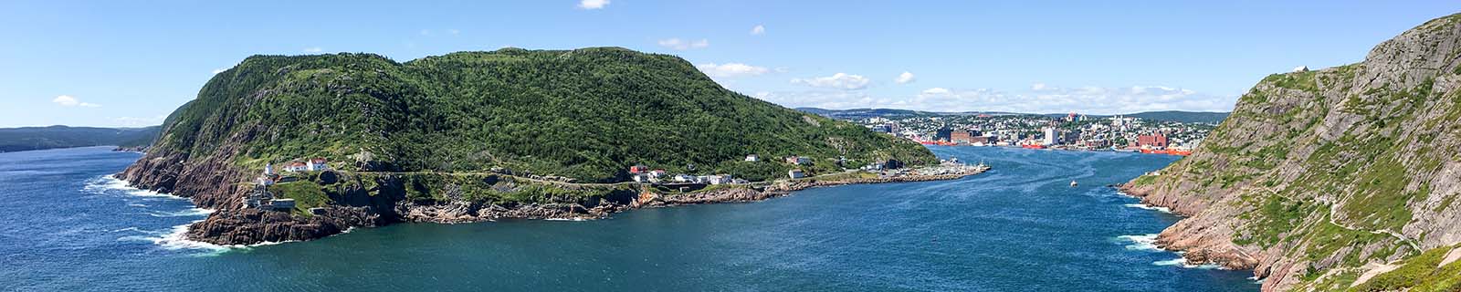 Panoramic view across the Narrows and into St. John's harbour